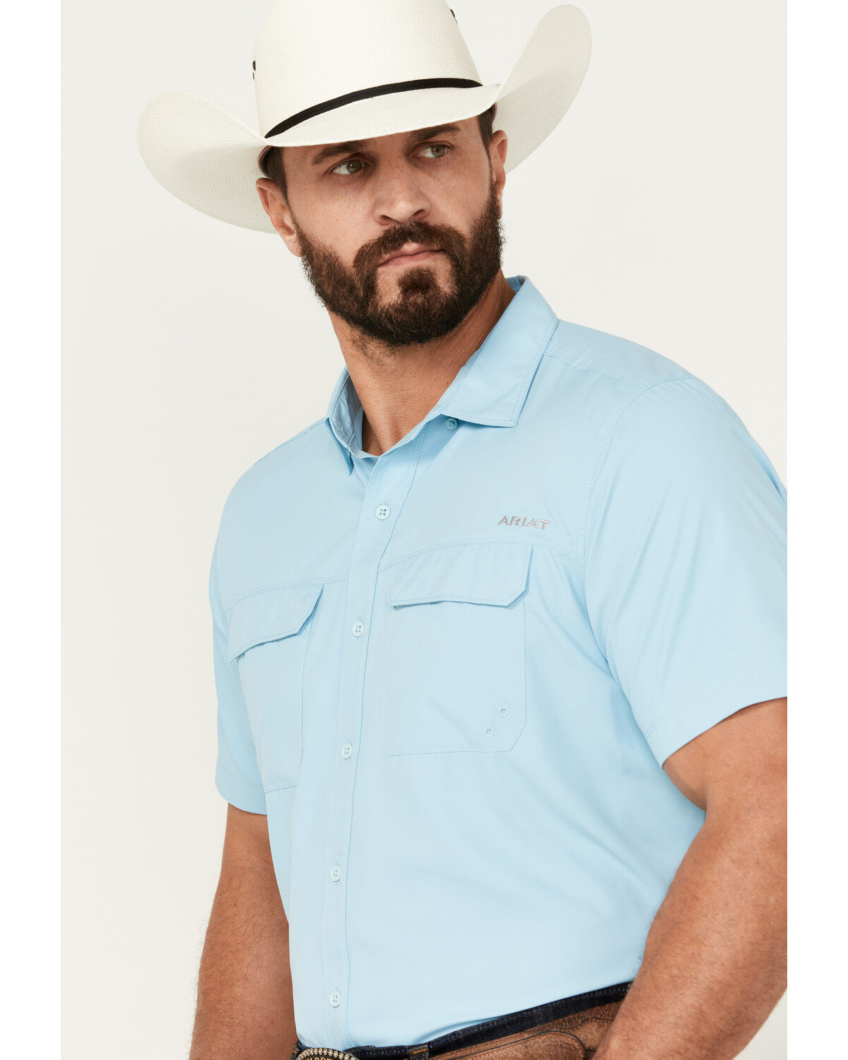 Image #2 - Ariat Men's VentTEK Outbound Solid Short Sleeve Fitted Performance Shirt, , hi-res