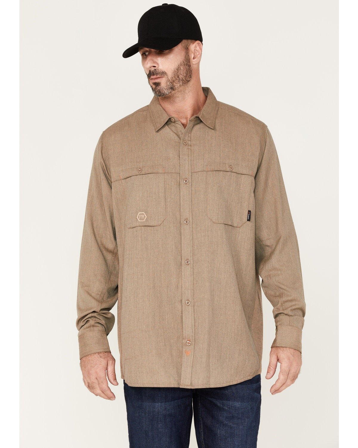Image #1 - Hawx Men's FR Vented Solid Long Sleeve Button Down Work Shirt - Tall, , hi-res