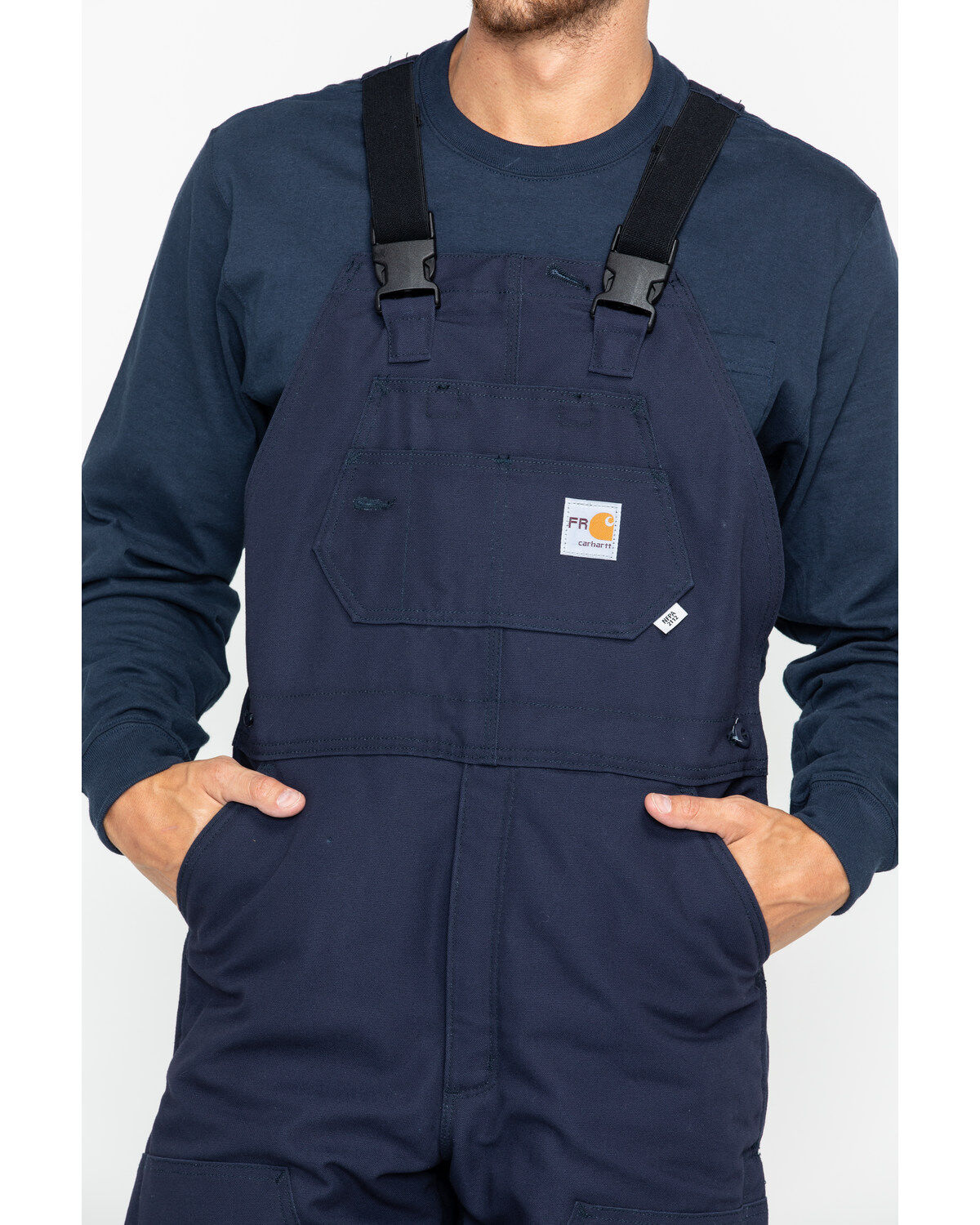 navy blue carhartt bib overalls