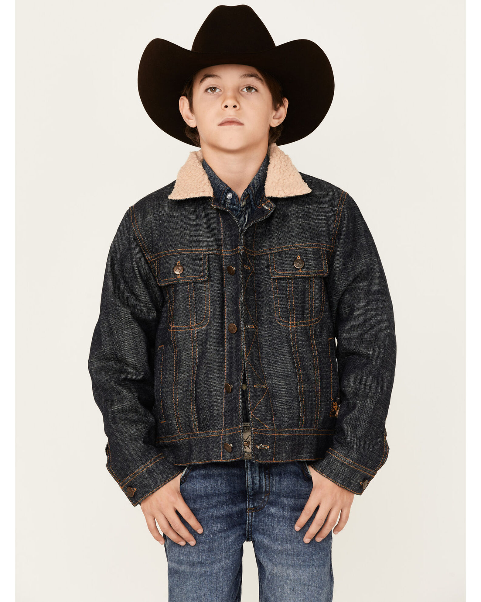 Boys sherpa lined denim jacket top