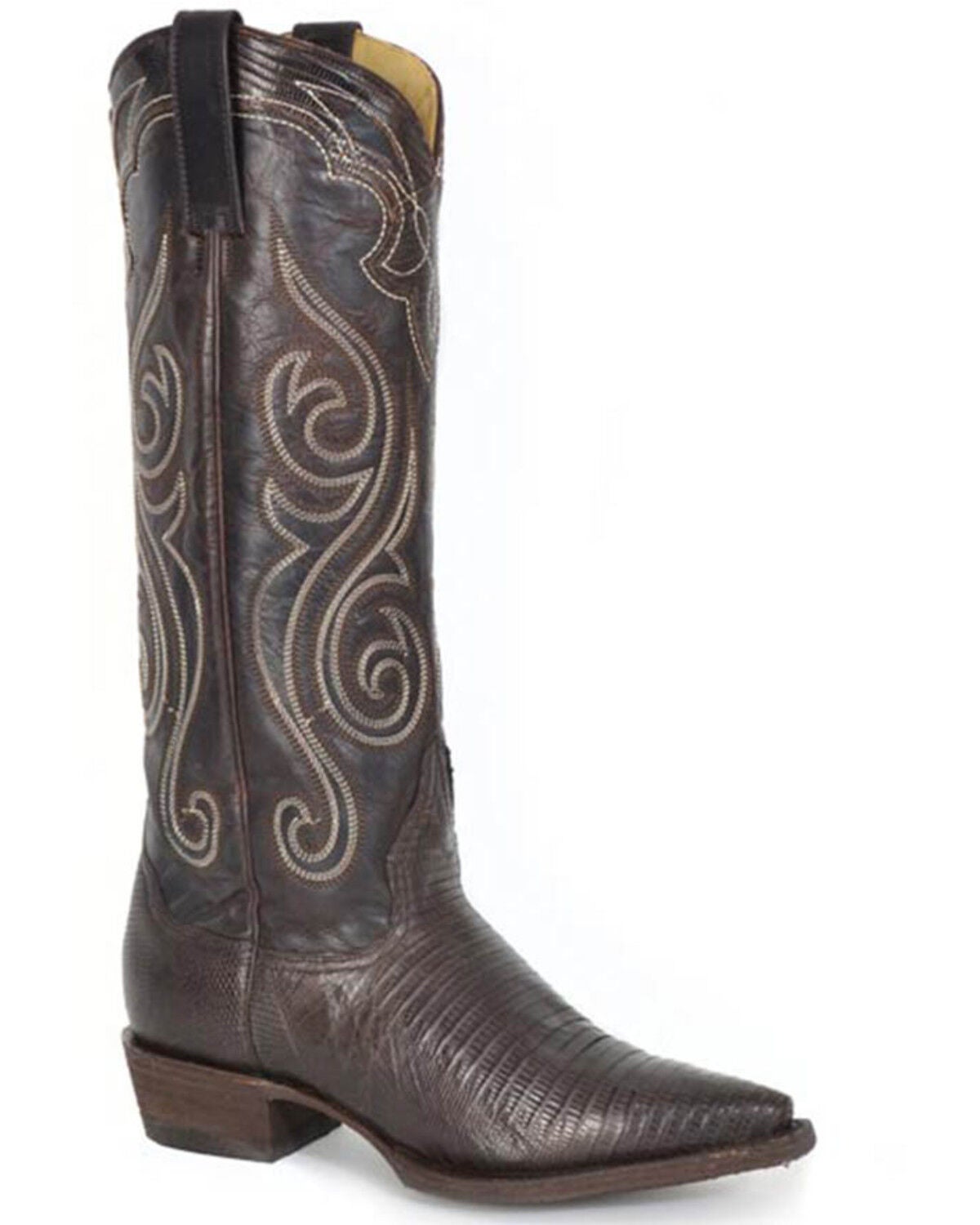 Stetson Women's Jane Exotic Lizard Tall Western Boots - Snip Toe, Brown, hi-res