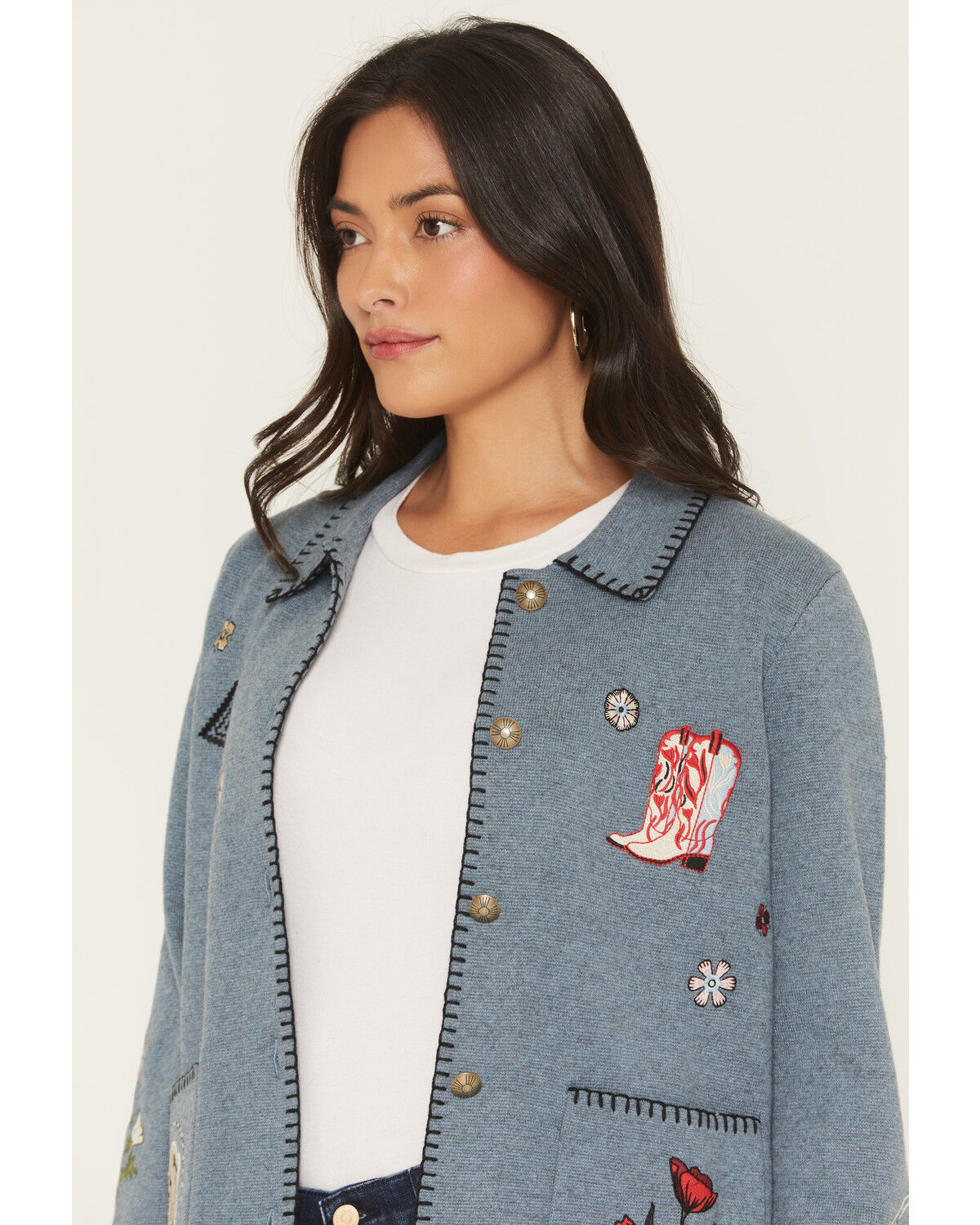 Image #2 - Pendleton Women's Souvenir Patch Button-Down Cardigan, Blue, hi-res