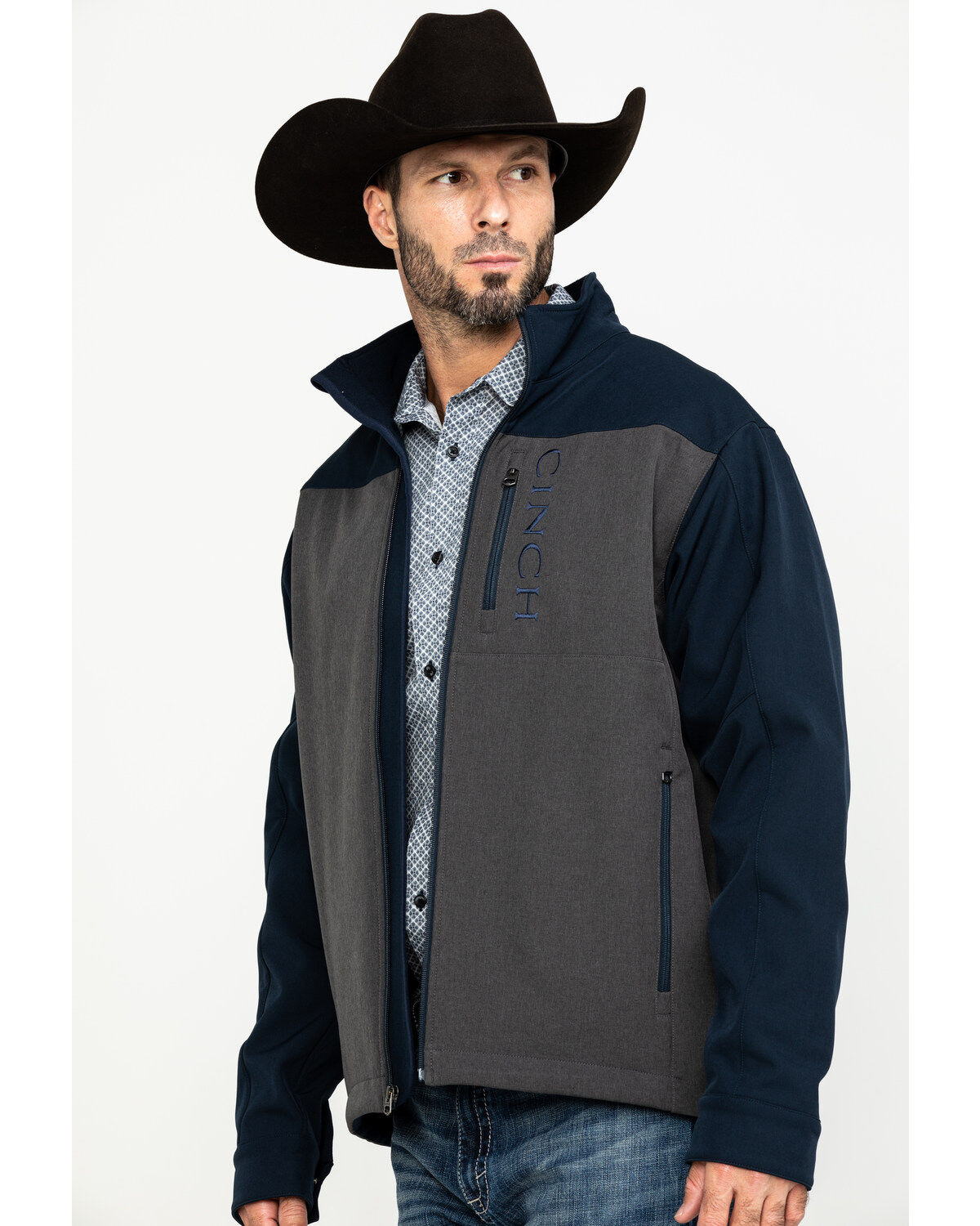 Image #1 - Cinch Men's Multi Color Blocked Softshell Bonded Jacket , , hi-res