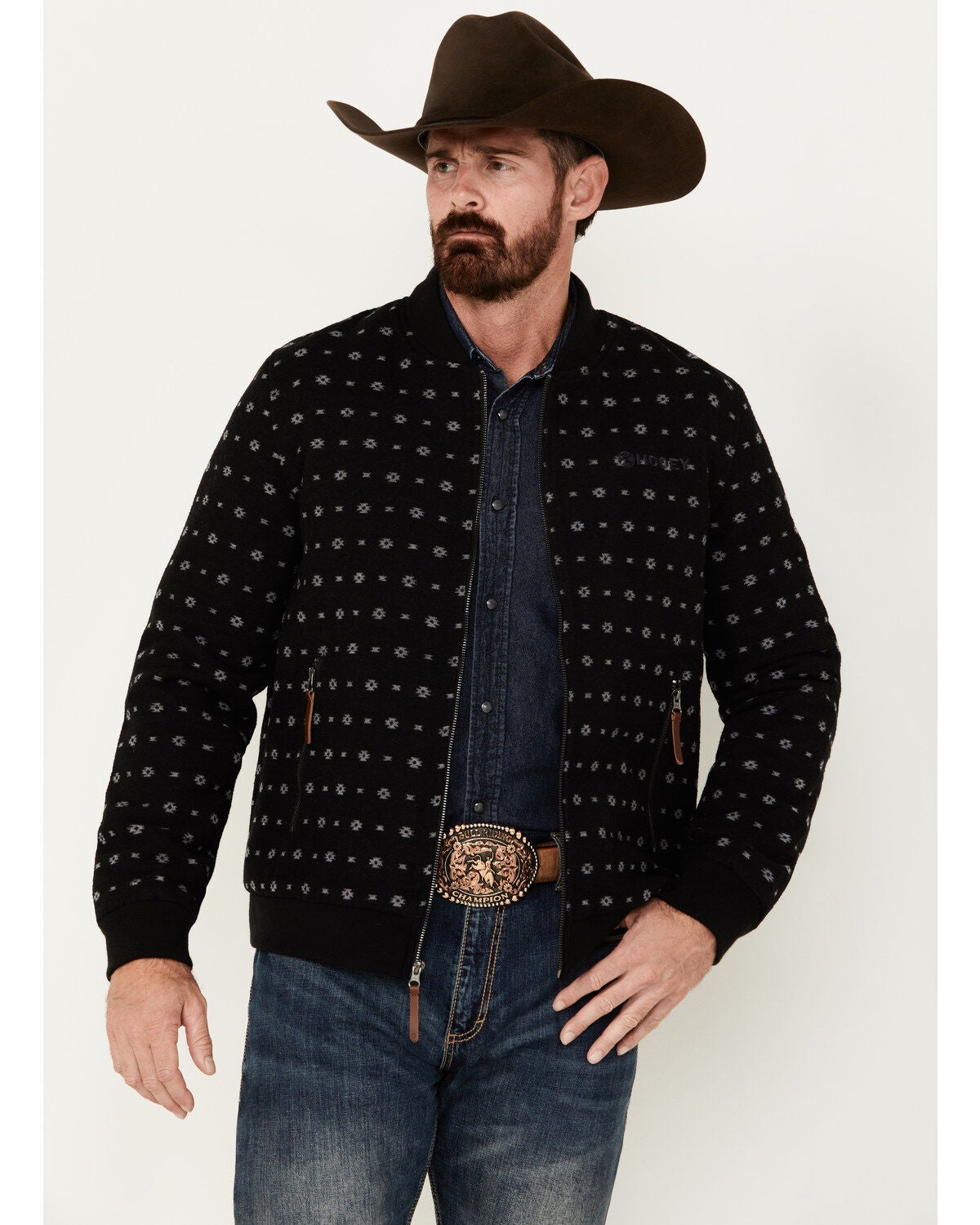 Hooey Men's Southwestern Print Wool Jacket - Big, Red, hi-res