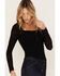 Image #2 - Idyllwind Women's Smocked Lace Long Sleeve Top, Black, hi-res