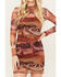 Rock & Roll Denim Women's Mesh Printed Long Sleeve Dress, Rust Copper, hi-res