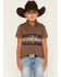 Image #1 - RANK 45&reg; Boys' Sierra Noble Southwestern Border Print Short Sleeve Polo, Brown, hi-res