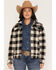 Image #1 - Outback Trading Co Women's Mary Kate Plaid Print Snap Sherpa Jacket, Black, hi-res