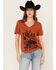 Image #1 - Rock & Roll Denim Women's Rodeo Graphic Tee, Rust Copper, hi-res
