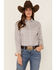Rough Stock by Panhandle Women's Diamond Geo Print Long Sleeve Snap Western Shirt, Ivory, hi-res