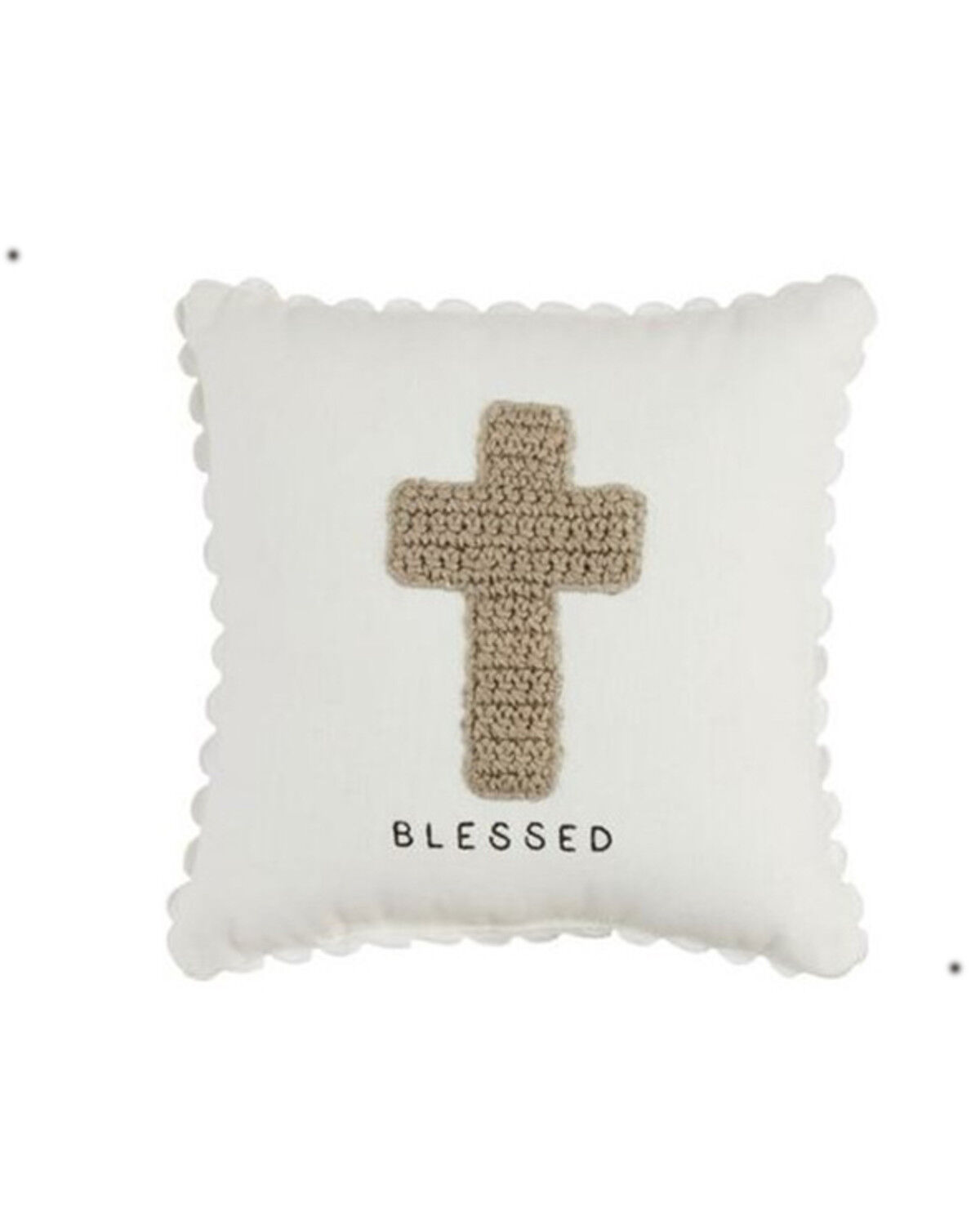 Image #1 - Mud Pie Cross Crochet Mini Pillow, Multi, hi-res