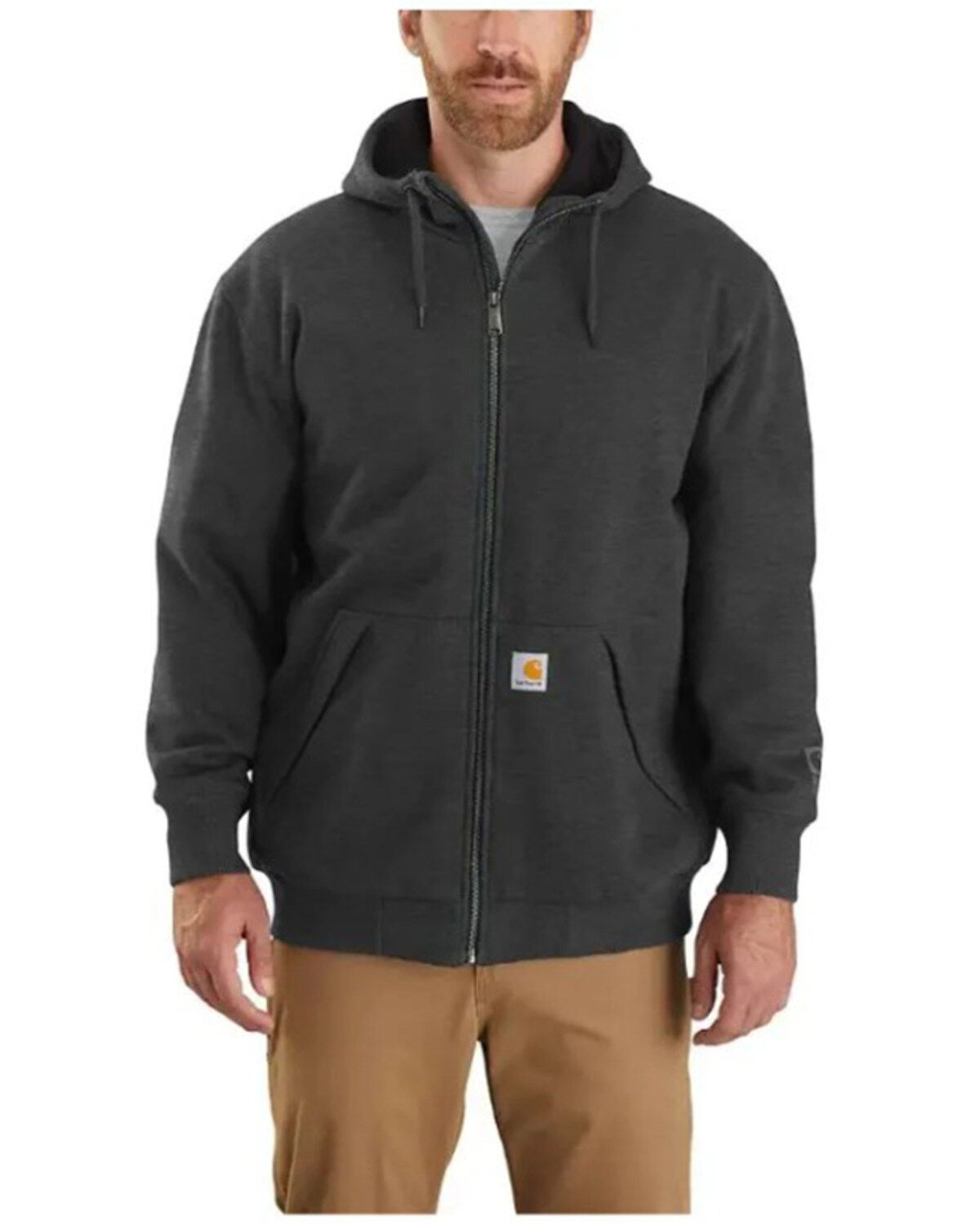 Image #1 - Carhartt Men's Rain Defender Thermal Lined Zip Hooded Work Sweatshirt - Big, , hi-res