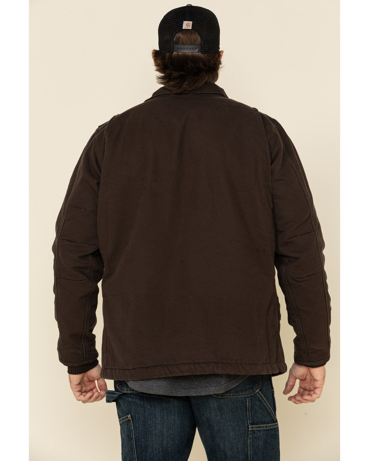 Image #3 - Carhartt Men's Dark Brown Washed Duck Sherpa Lined Work Coat, Brown, hi-res