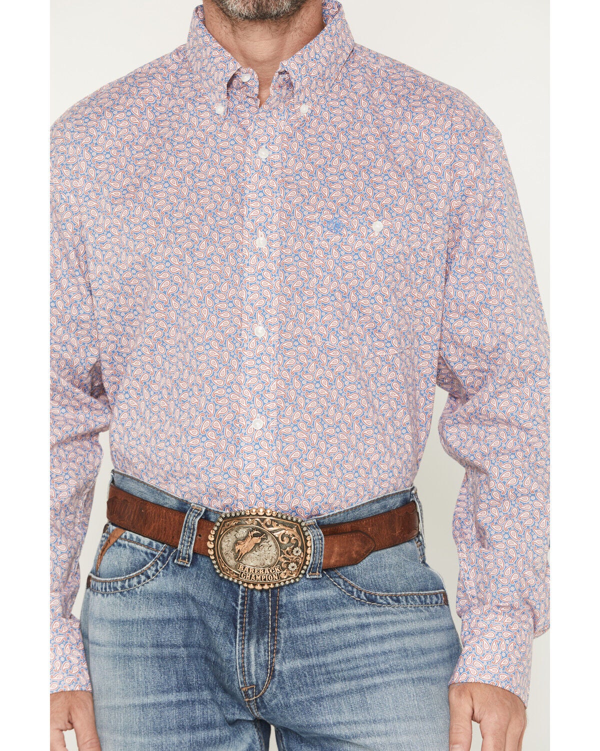 Image #3 - Wrangler Men's Paisley Print Long Sleeve Button-Down Stretch Western Shirt - Tall, Red, hi-res