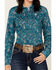 Image #3 - Cinch Women's Paisley Print Long Sleeve Button-Down Western Core Shirt , Blue, hi-res