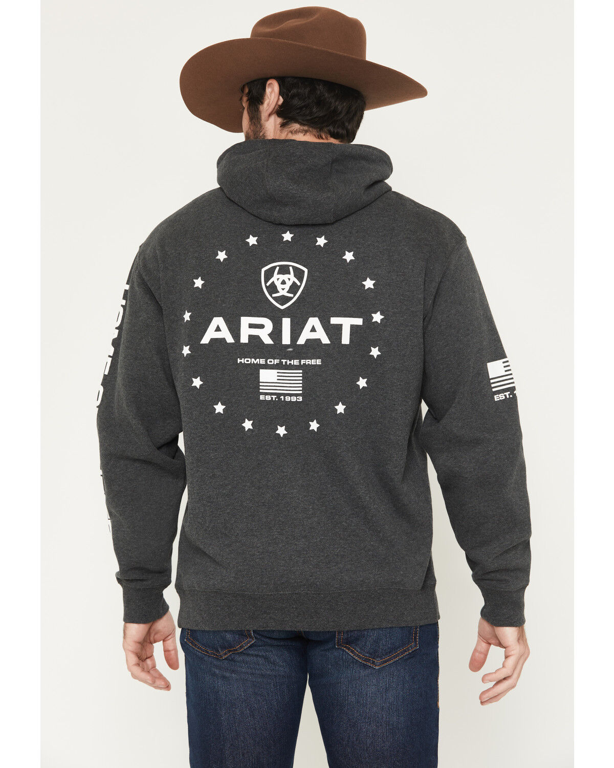 Image #1 - Ariat Men's Sponsor Patriot Hooded Sweatshirt, Black, hi-res
