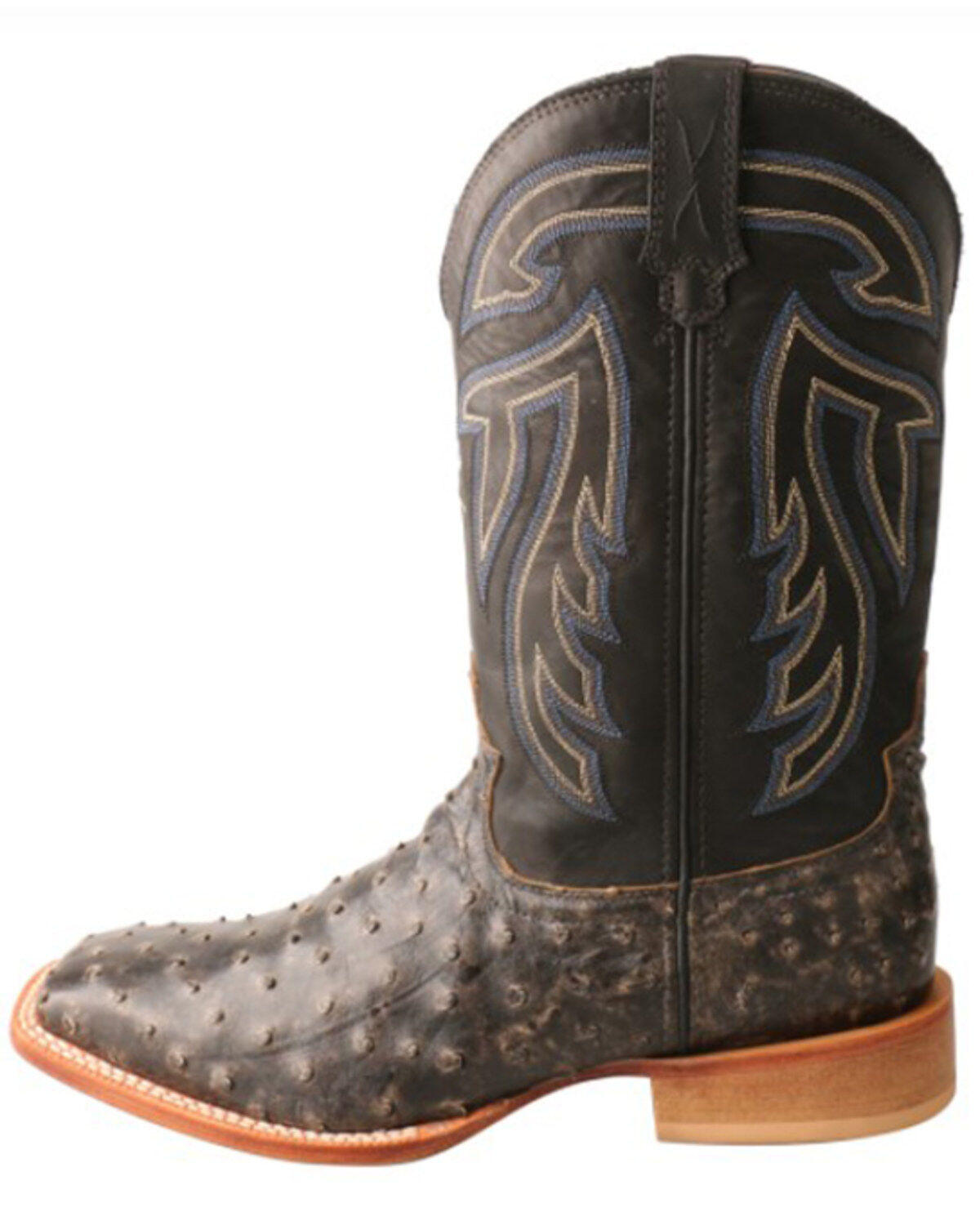 Image #3 - Twistex X Men's Ruff Stock Fill-Quill Ostrich Vamp Exotic Western Boot - Broad Square Toe, Black, hi-res