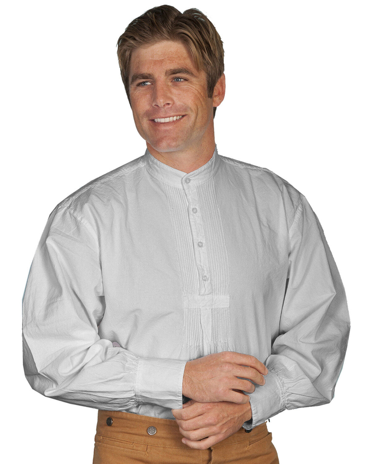 Image #1 - RangeWear by Scully Men's Pleated Front Pullover Western Shirt - Big & Tall, Lt Grey, hi-res