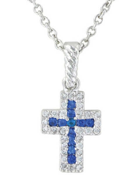 Image #2 - Montana Silversmiths Faith Found in the River Lights Cross Necklace, Silver, hi-res