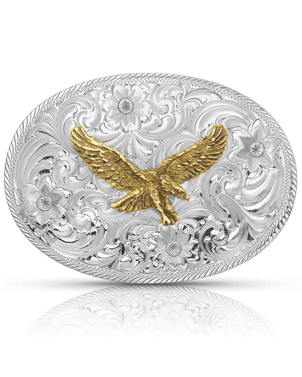 Montana Silversmiths Men's Classic Eagle Buckle, Silver, hi-res