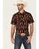 Image #1 - Cody James Men's Treaty Southwestern Print Short Sleeve Snap Western Shirt, Burgundy, hi-res