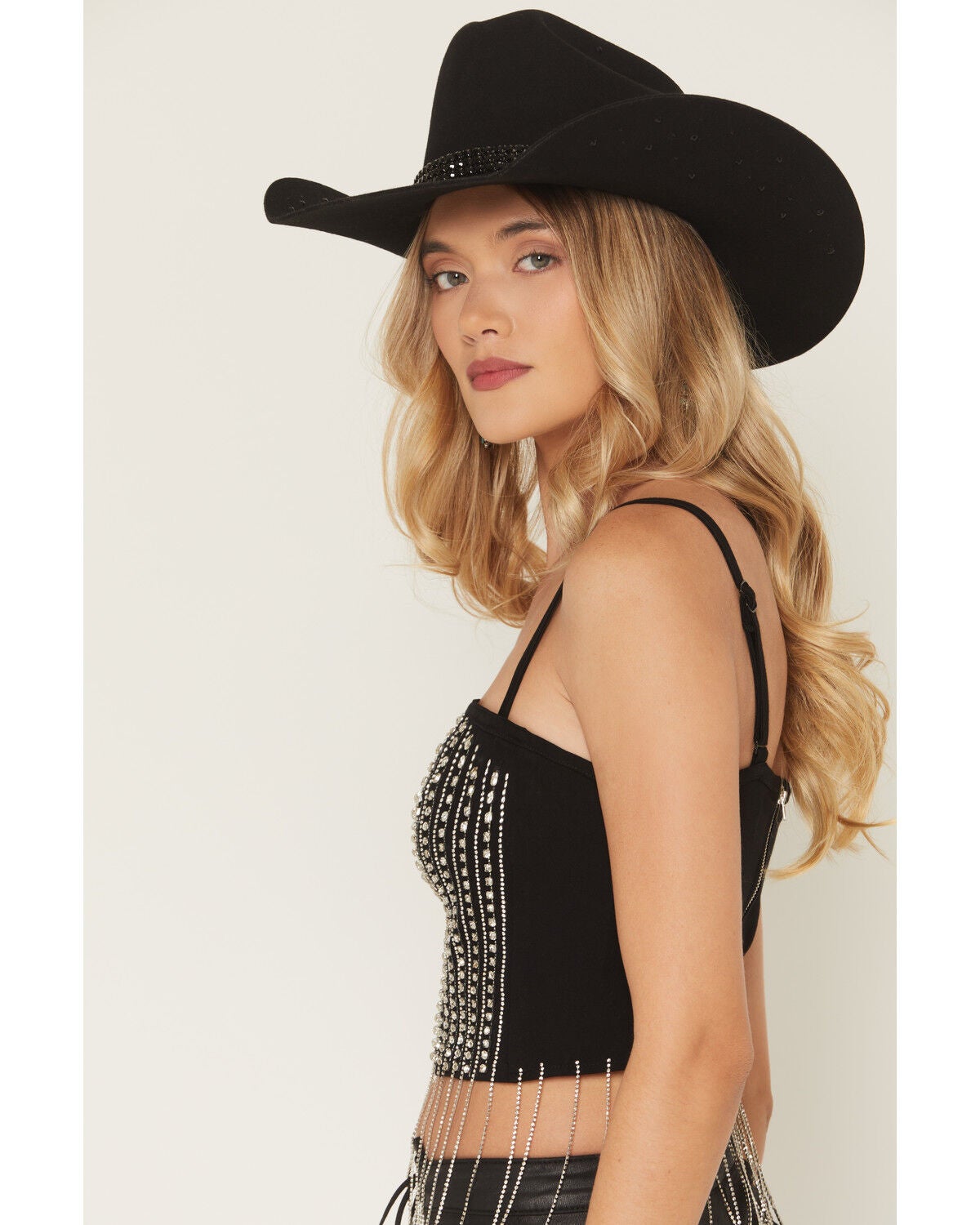 Image #4 - Idyllwind Women's Dahlia Rhinestone Bustier Tank, Black, hi-res