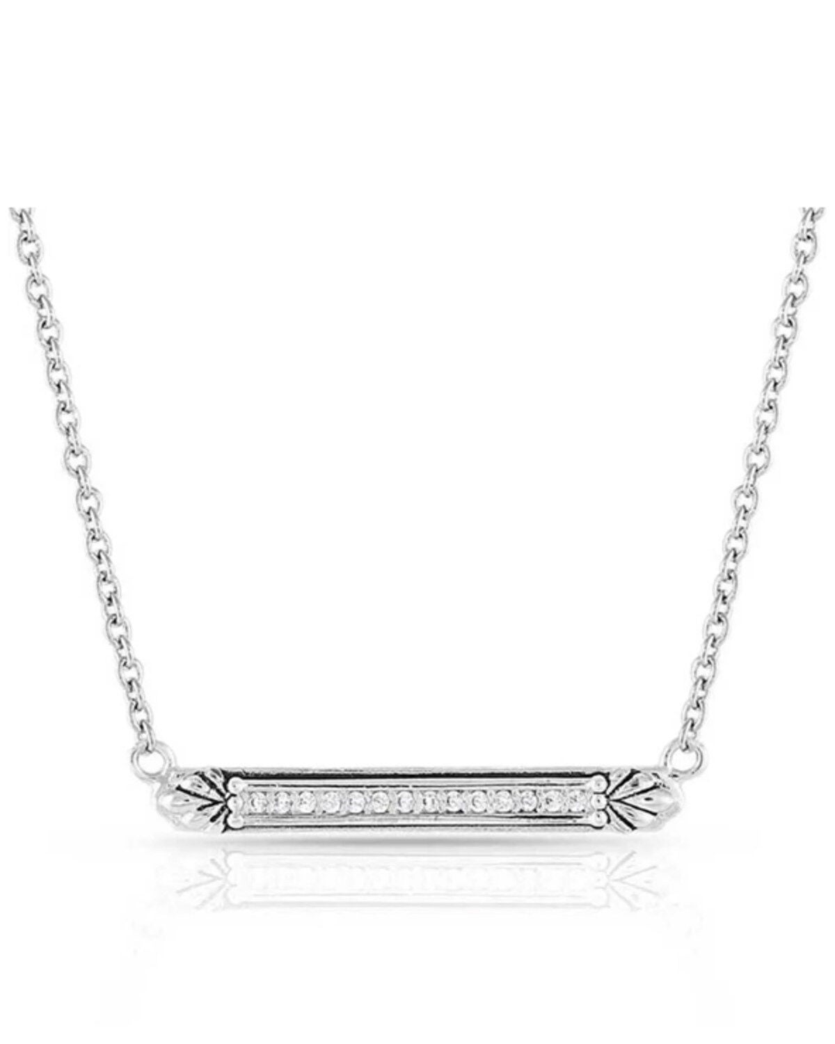 Montana Silversmiths Women's Setting the Crystal Bar Necklace, Silver, hi-res