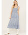 Yura Women's Western Tiered Sleeveless Midi Dress, Blue, hi-res