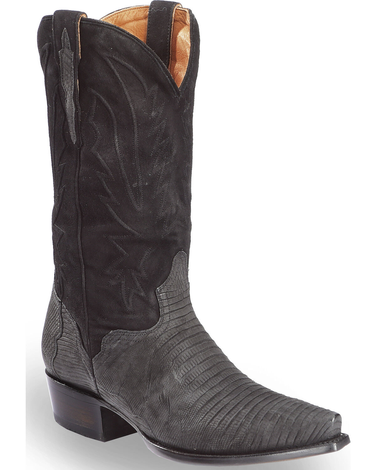 Image #1 - El Dorado Men's Handmade Lizard Black Western Boots - Snip Toe , , hi-res