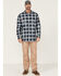 Hawx Men's FR Plaid Print Long Sleeve Button Down Work Shirt , Navy, hi-res