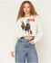 Image #1 - Budweiser Women's Cut Off Crew Neck Sweatshirt, White, hi-res