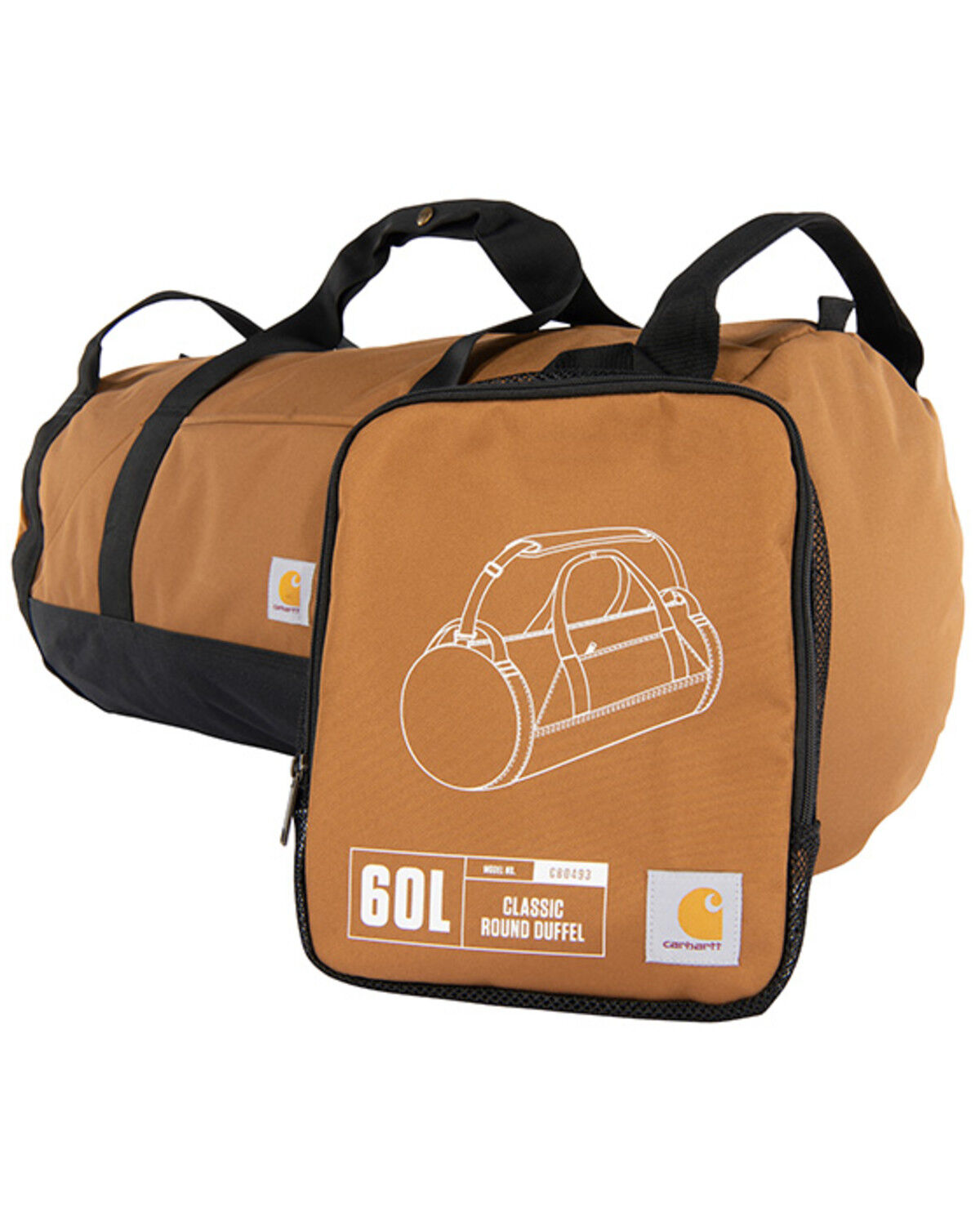 Image #1 - Carhartt 60L Classic Round Duffel, Brown, hi-res