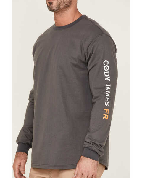Image #3 - Cody James Men's FR Logo Long Sleeve Work T-Shirt , Charcoal, hi-res