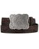 Image #2 - Nocona Belt Co. Women's Embossed Leather Cross Buckle Belt, Brown, hi-res