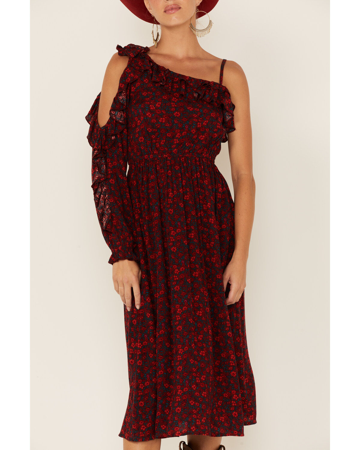 Image #4 - Shyanne Women's Floral Single-Shoulder Midi Dress, , hi-res