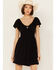 Image #1 - Bila77 Women's Knit Frances Short Sleeve Mini Dress, Black, hi-res