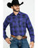 Image #1 - Rock 47 by Wrangler Men's Large Plaid Long Sleeve Western Shirt , Purple, hi-res