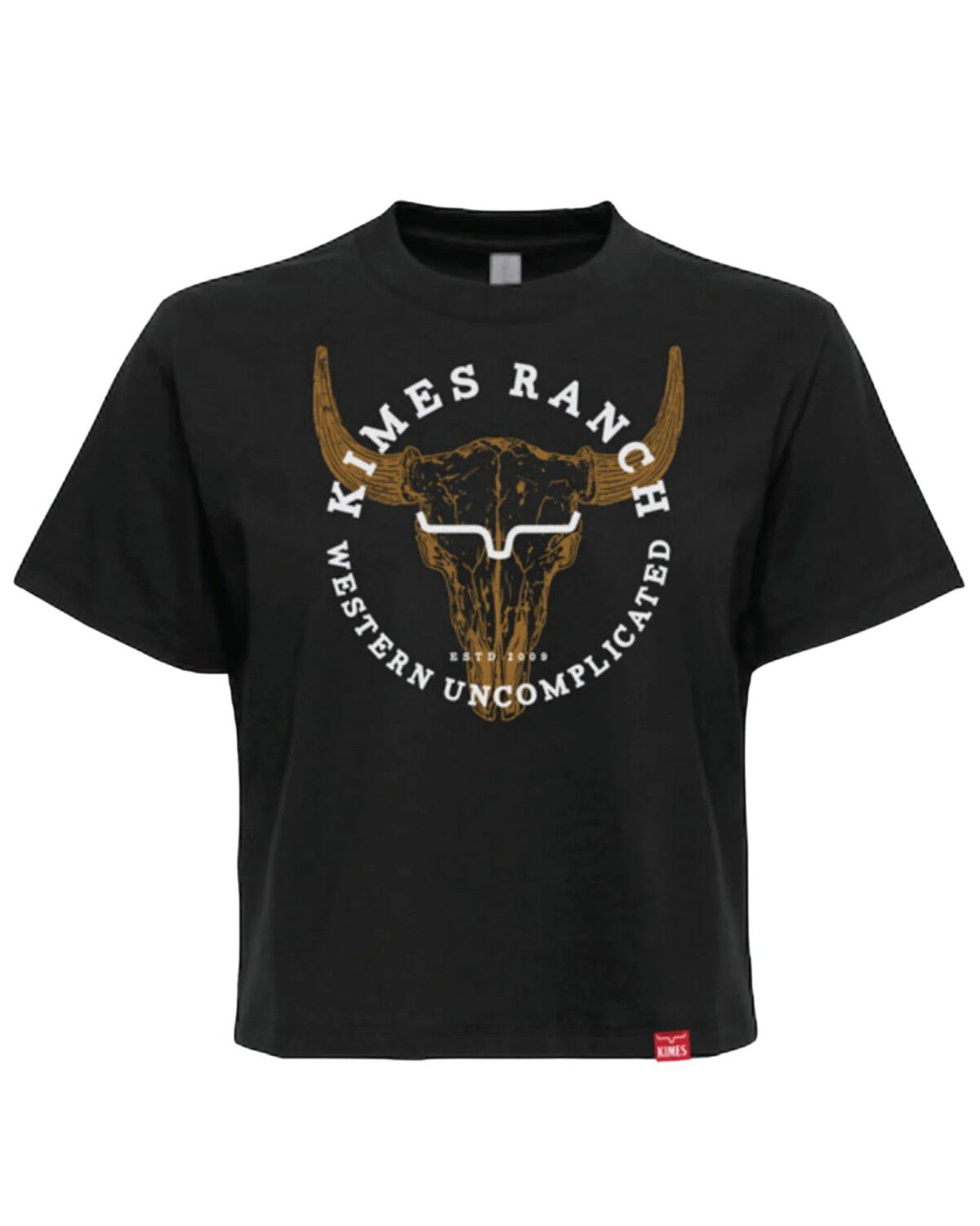 Kimes Ranch Women's Bison Skull Short Sleeve Cropped Graphic Tee, Black, hi-res