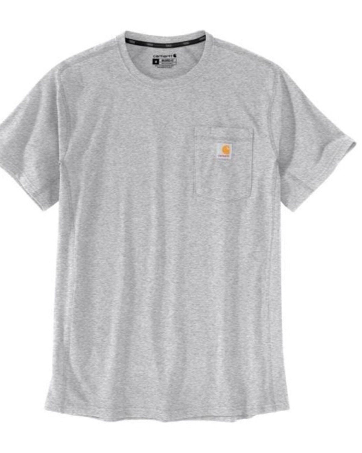 Carhartt Men's Force Relaxed Midweight Logo Pocket Work T-Shirt - Big, Silver, hi-res