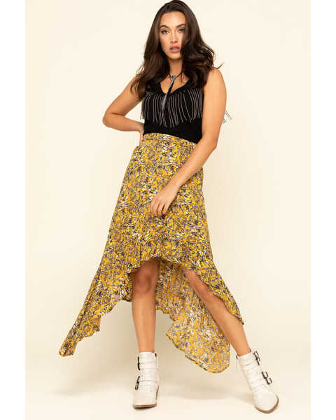 Image #6 - Rock & Roll Denim Women's Mustard Floral Hanky Skirt , , hi-res
