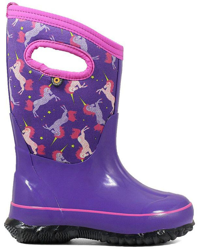 Bogs Girls Classic Unicorn  Rubber Boots  Round Toe 
