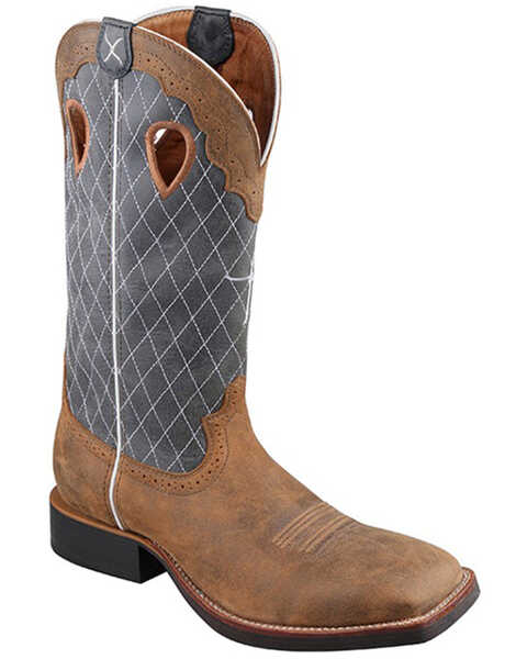Twisted X Men's Rough Stock Western Boots - Broad Square Toe, Blue, hi-res