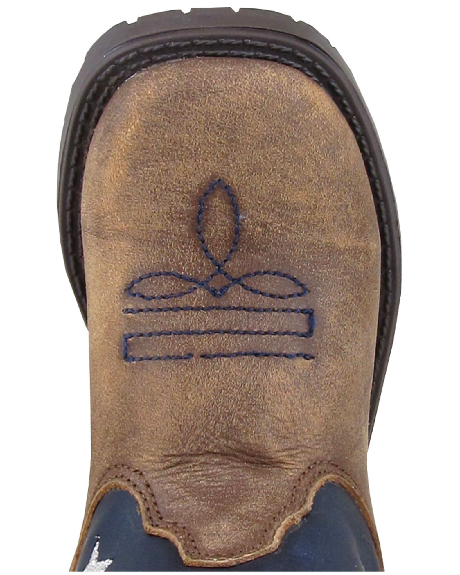 Image #2 - Smoky Mountain Toddler Stars and Stripes Western Boots - Square Toe, Distressed Brown, hi-res