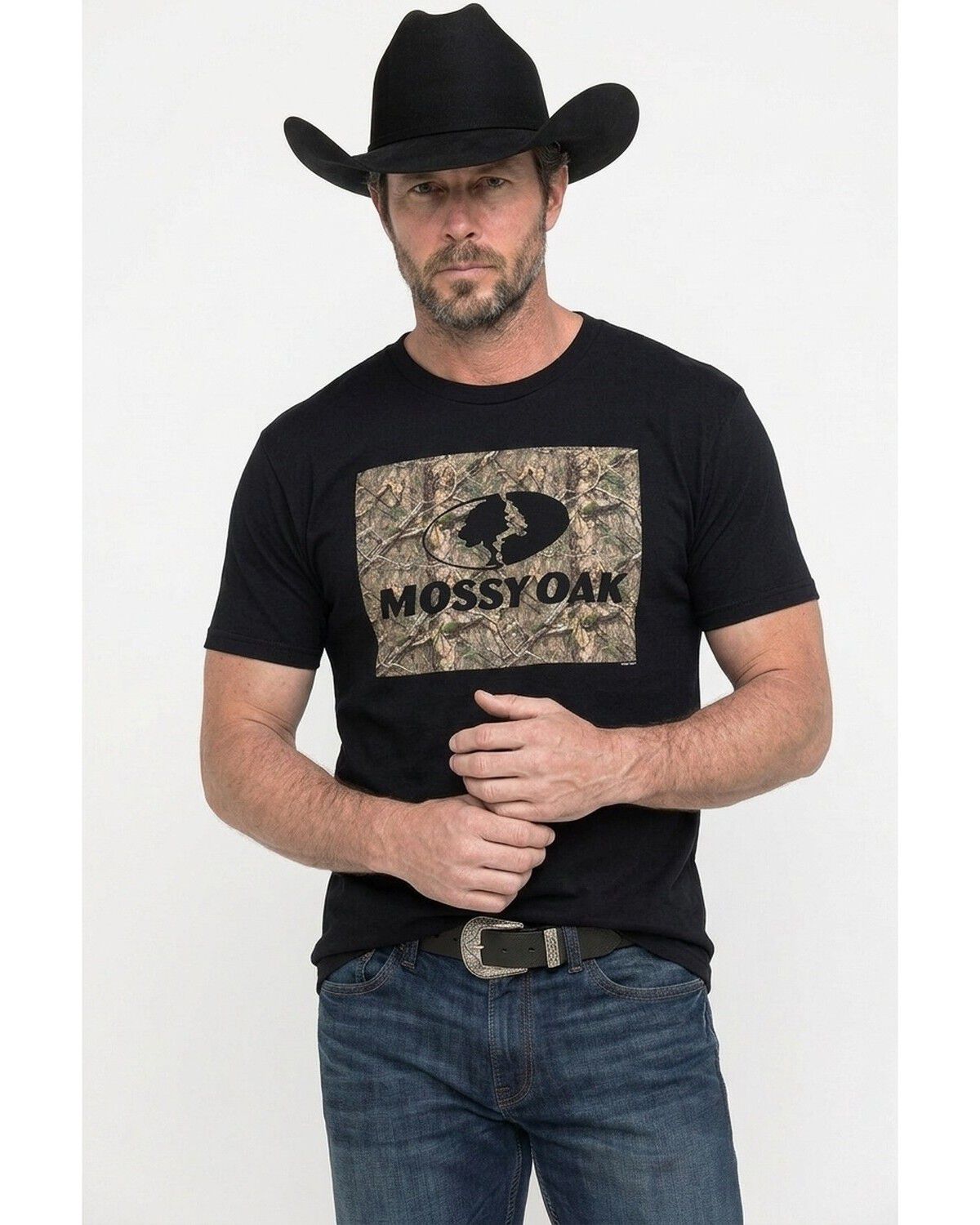 Mossy Oak Men's In The Woods Logo Short Sleeve Graphic T-Shirt, Black, hi-res