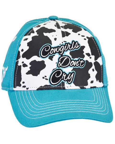 Cowgirl Hardware Girls' Cowgirls Don't Cry Baseball Cap , Turquoise, hi-res