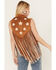 Rock & Roll Denim Women's Cropped Fringe Star Vest, Camel, hi-res