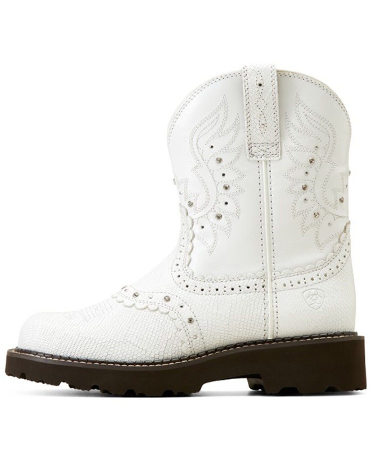 Ariat Women's Gembaby Snake Print Western Boots - Round Toe, White