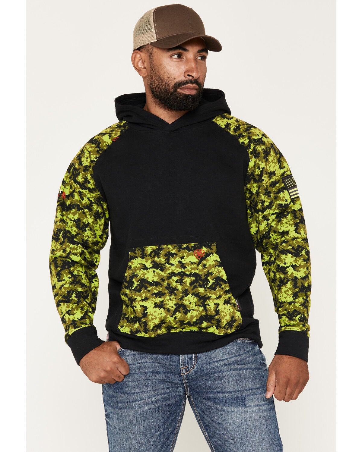 Ariat Men's FR DuraStretch Patriot Hoodie, Black, hi-res