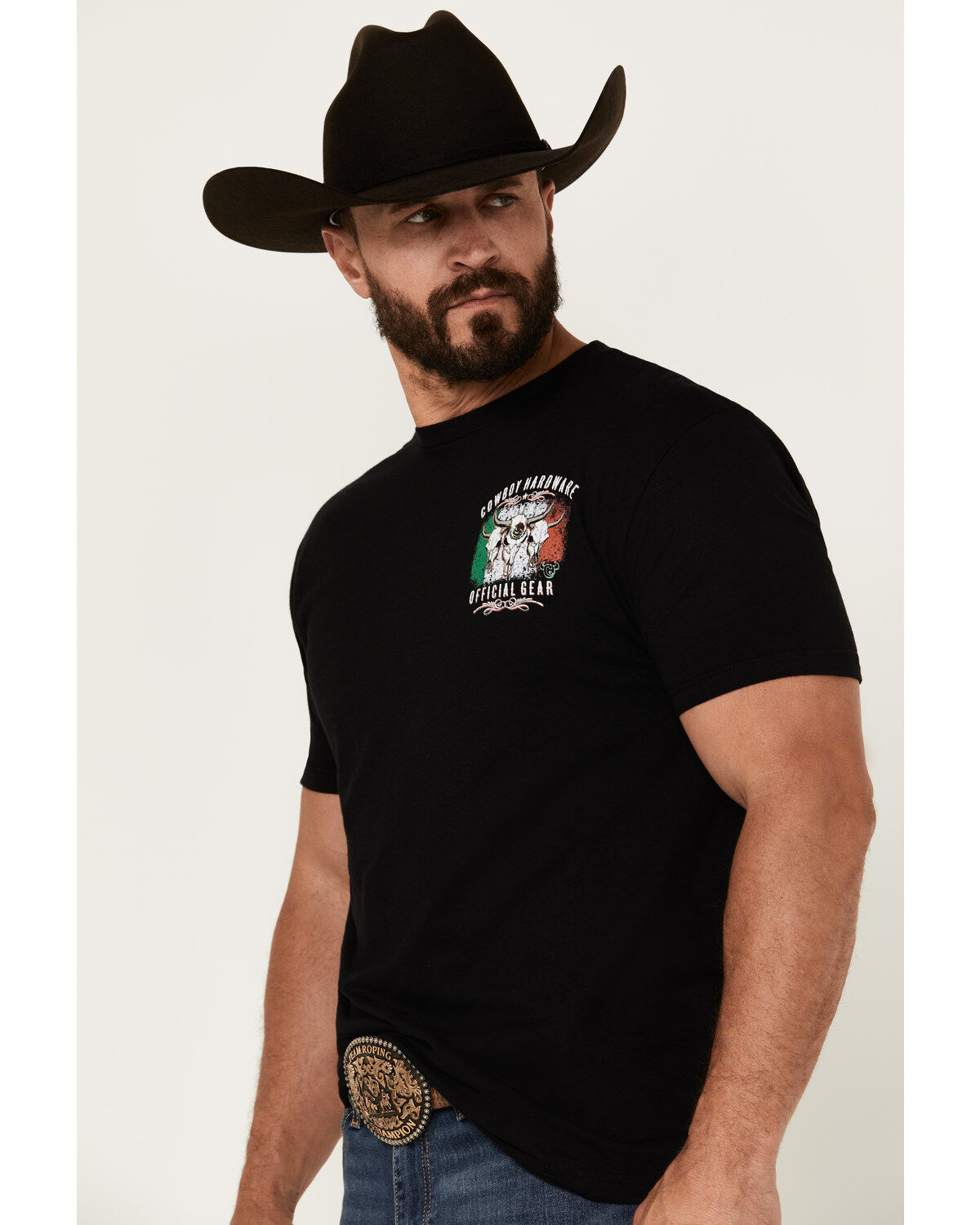 Image #3 - Cowboy Hardware Men's Triple Skull Short Sleeve Graphic T-Shirt, Black, hi-res