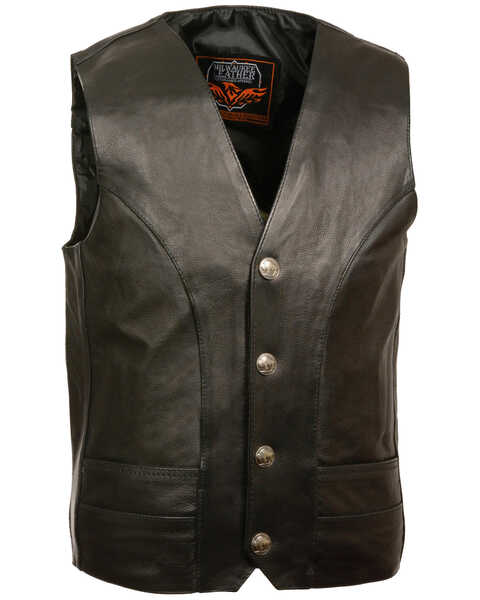 Milwaukee Leather Men's Buffalo Nickel Snap Classic Vest - Big , Black, hi-res